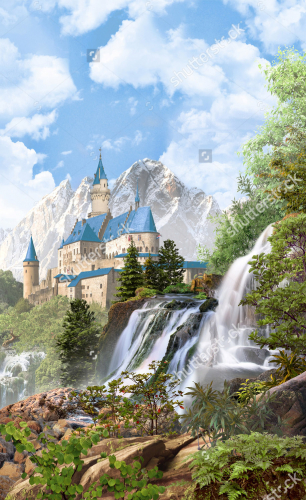 Каталог Картина замок на горе: Современная фреска | Wall-Style
