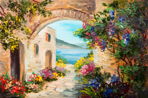 Каталог Картина арка с видом на море: Современная фреска | Wall-Style