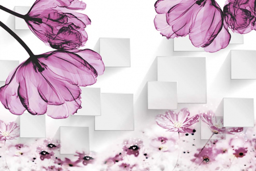 Каталог Фотообои розовые тюльпаны на 3д панелях:  | Wall-Style