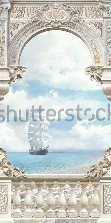 Каталог Картина корабль в море: Современная фреска | Wall-Style