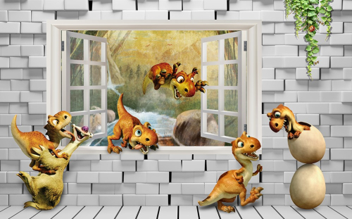 Каталог Фотообои динозавры со стеной:  | Wall-Style