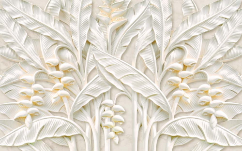 Каталог Картина бежевый барельеф с листьями: 3Д | Wall-Style
