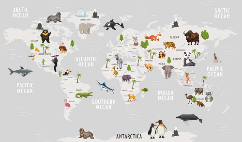 Каталог Фотообои карта с животными:  | Wall-Style