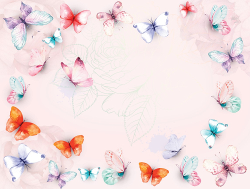 Каталог Фотообои бабочки на розовом фоне:  | Wall-Style