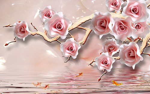 Каталог Картина цветы и золотые рыбки: 3Д | Wall-Style