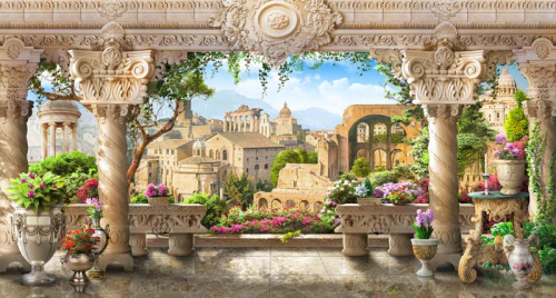 Каталог Картина вид на старый город: Современная фреска | Wall-Style