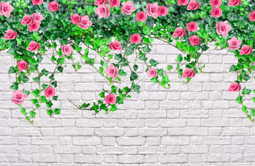 Каталог Картина цветы на кирпичной стене: 3Д | Wall-Style