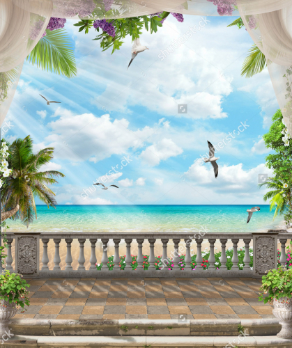 Каталог Фотообои терраса с видом на море:  | Wall-Style