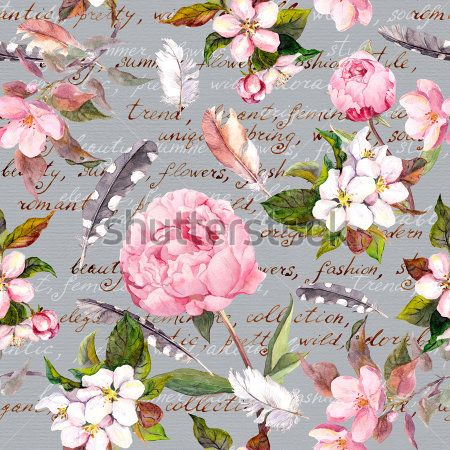 Каталог Картина цветы перья: Бесшовные | Wall-Style