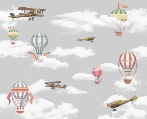Каталог Фотообои самолет с шарами в небе:  | Wall-Style
